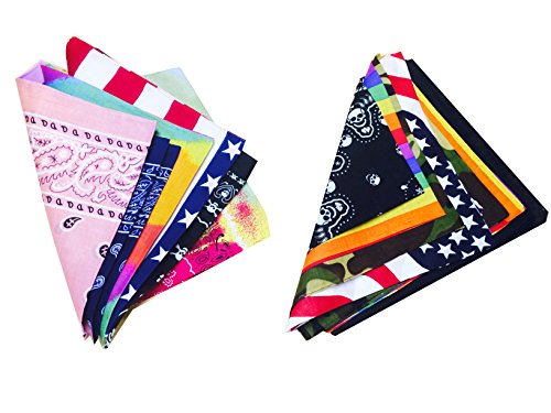 Cool Skull Pattern Bandana Pack 22 X 22 Cotton Flag Bandanas Headband #TOP4