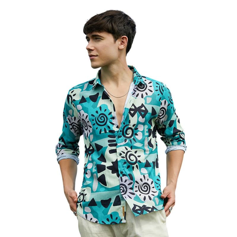 Image of CAHOOT Men's Shirt for Casual Wear | Spread Collar | Long Cuffed Sleeves | Button Closure | Shirt Crafted with Comfort Fit for Everyday Wear