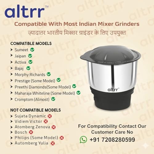 Image of Universal Stainless Steel Chutney Jar (450ml) - Compatible with Most Indian Mixer Grinders (4-Teeth Coupler & Dual Locking System)