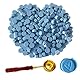 BJOYEE 200 Stück Siegelwachs Blau, Siegelwachs Perlen mit 1 Schmelzlöffel, achteckiges Wachssiegel-Set für Stempel, für Einladungen/Umschläge/Karten/Weinpakete/Geschenkverpackungen
