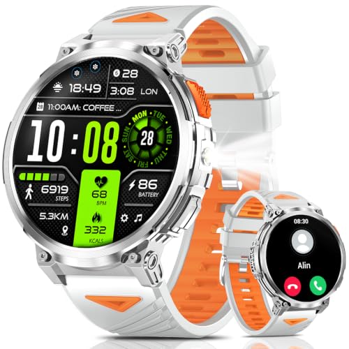 Image of Military Smart Watch for Men, 1.85 inch Big Screen, Flashlight, 930mAh Battery