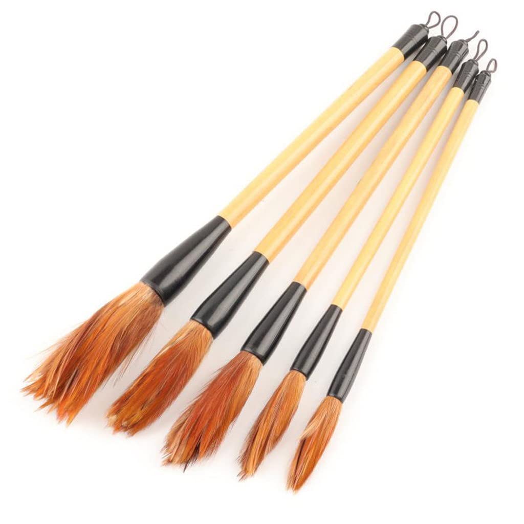 Ensemble De Pinceaux De Calligraphie en Plumes De Poulet, Peinture À L'Encre Éclaboussée À Main Levée, Pinceau De Dessin De Paysage, Stylo,D-1 Count (Pack of 1)