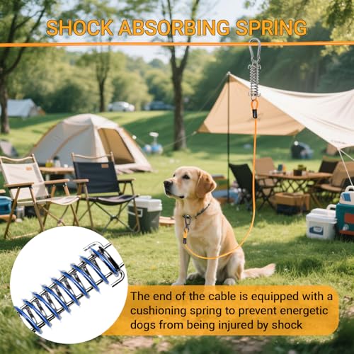 Heavy-Duty Dog Tie-Out Cable Runner System for Yard & Camping, 50/100/200ft with 10/15ft Pulley Line, Supports Dogs Up to 250lbs (Orange, 50FT) - Image 6