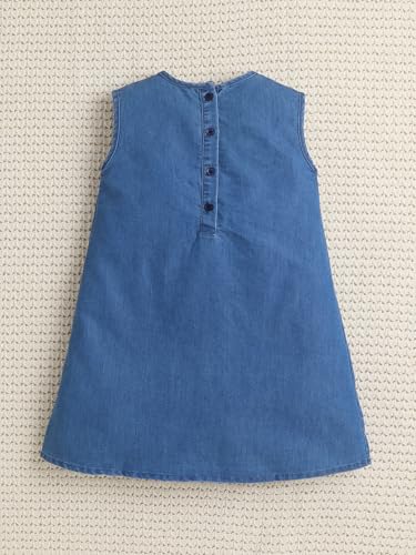 Image of Dresses for Kids Girls, Stylish Knee Length Once Piece Denim Frocks for Girls, Casual Dress for Summer & Birthday Family Gathering & Special Occasion