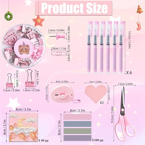 LXEVIHK Pink Desk Accessories 23-Piece Office Supplies Gift Set for Women