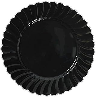 amscan Classic Scalloped Plastic Party Plate with Metal Trim (20 Piece), 7