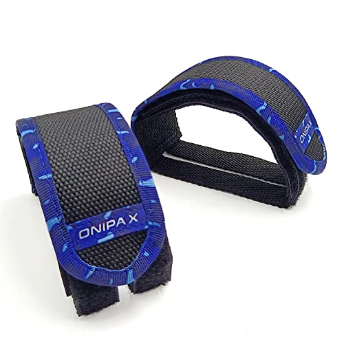 Onipax Outdoor Bike Pedal Straps Toe Clips Straps Tape 2 Pcs (Blue Camouflage) #TOP1
