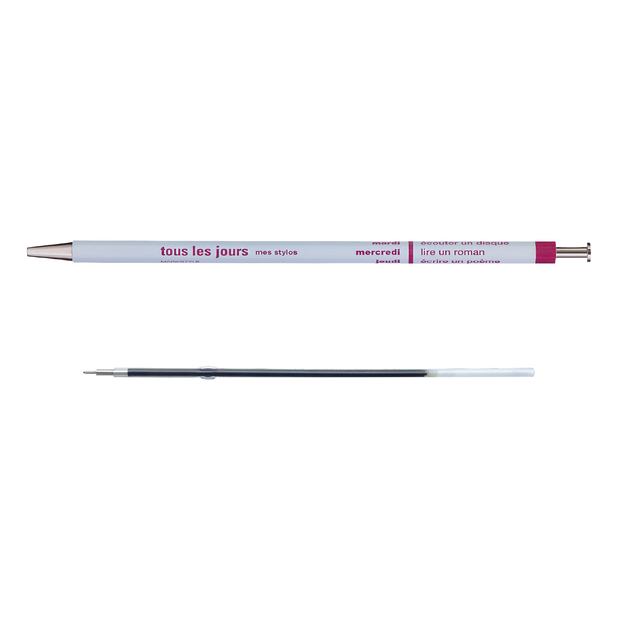MARK'STYLE Tous Les Jours 0.5mm Retractable Ballpoint Pen- Oil-Based Ink, Wood Encased, Made in Japan- Perfect for School, Office, and Journaling (