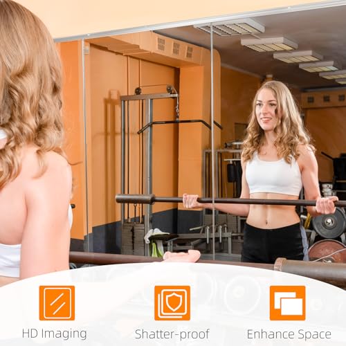 Home Gym Mirror, 2Pack 56X16 Inch Wall Mounted Large Frameless Tempered Glass Mirror, Idea for Gym, Yoga, Bedroom, Dance Studio, Living Room