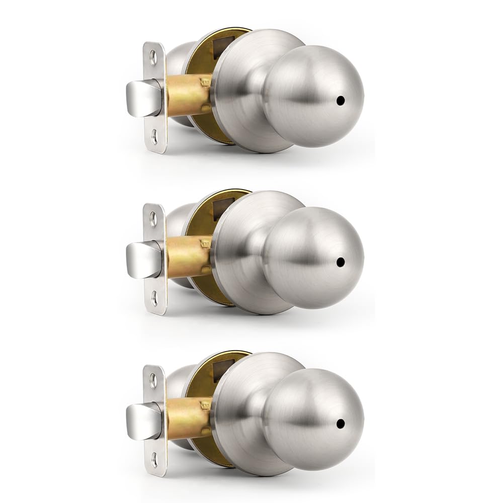Probrico Brushed Nickel Privacy Door Knobs - 5 Pack -22
