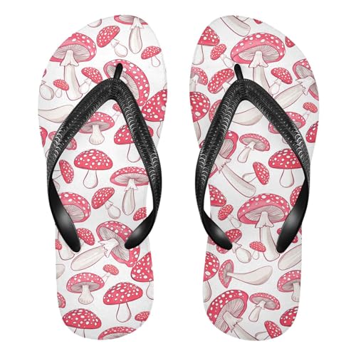 Mushroom White Spot Red Flip Flops for Beach Thong Sandals Anti-slip Lightweight Shower Shoes for Summer Outdoor Travel