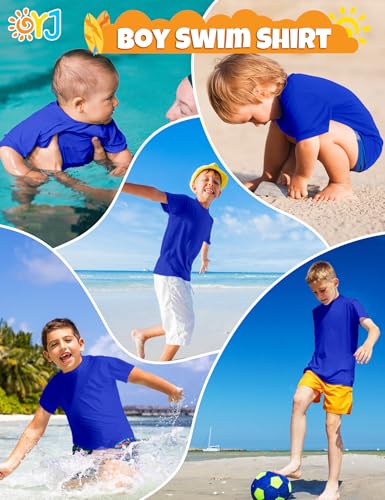 Image of Boys Rash Guard Short Sleeve Swim Shirt UPF+ 50 Rashguard for Toddler Teens Water Sun Shirts Swim Wear Quick Dry