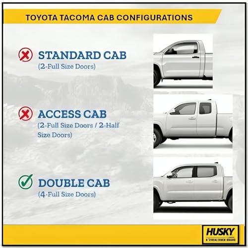 Husky Liners Weatherbeater Floor Mats | Fits 2005 - 2015 Toyota Tacoma Double Cab (Footwell Coverage) | Front & 2nd Row, 3-pc Black - 98951 - Image 6