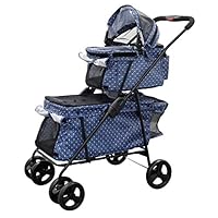 Amazon.co.jp: 二段式 ペット用ベビーカー 多機能 多頭用 4輪