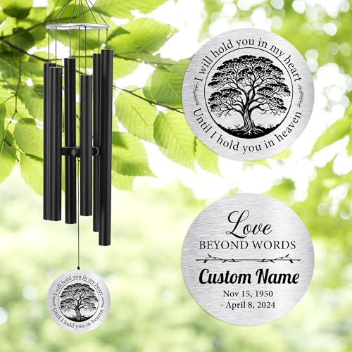 Image of ASTARIN Personalized 30 inch Bereavement Wind Chimes for Outside, Memorial Gift in Remembrance of a Loved One, Sympathy Gift for Loss of Mother Father Husband, Garden Patio Decor