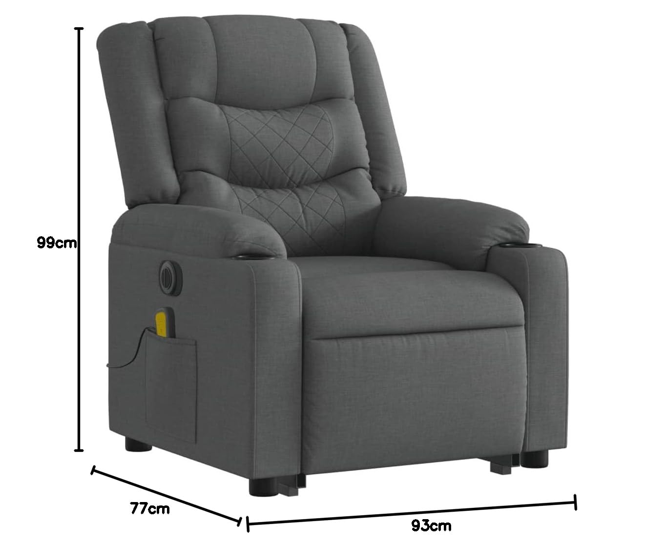 Sillón elevador eléctrico reclinable de tejido gris oscuro con 6 puntos de vibración y función de elevación automática, para personas mayores y adultos, cómoda, silla relax