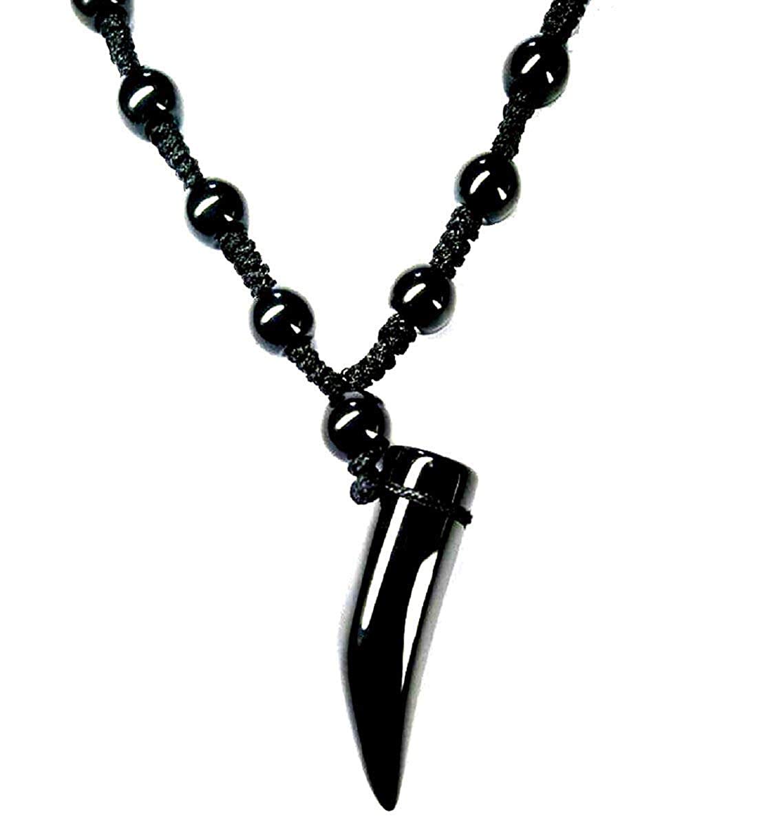 Zumrut� Ivory Horn Rhino Tooth Horn Tusk Tribal Bahubali Lion Nail Necklace Onyx Round Bead Mala Pendant Necklace for Men and Boys (B09PR83PLZ) Amazon Price History, Amazon Price Tracker