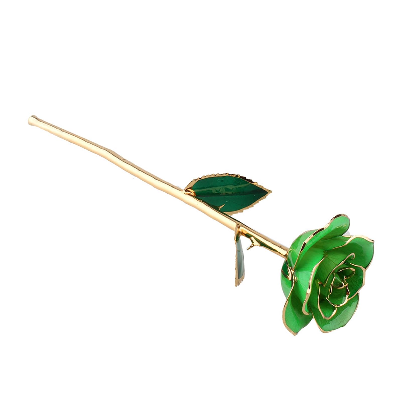 Acouto Rosa Verde Oscuro Bañada en Oro, Rosa Preservada Única de 24K Oro