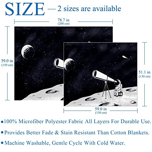 Couverture astronaute lune plaid lit canapé microfibre douce 150x130 - 4