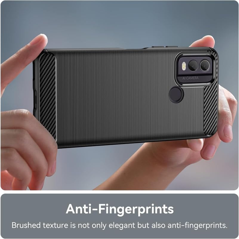 Image of NPRC Hybrid Ultra Slim Protective Case TPU Non-Slip Carbon Fiber Texture Shockproof Case Cover for Nokia C22 - Black