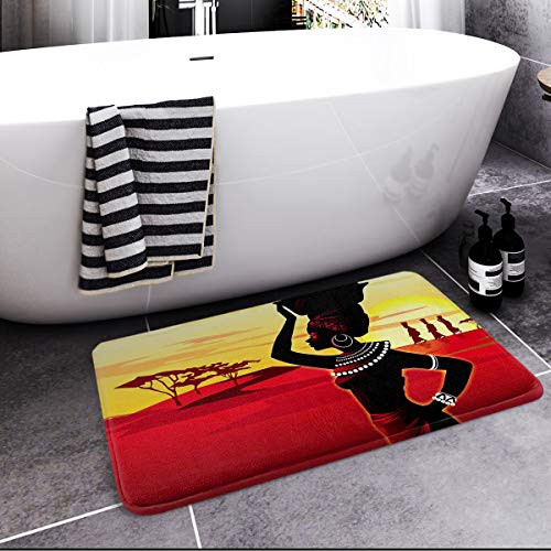 Britimes Bath Mats For Bathroom, Bathroom Mats Rugs No Silp, African Woman Washable Cover Floor Rug Carpets Floor Mat Bathroom Decorations 16X24 Inches For Kitchen Bedroom Indoor #TOP1