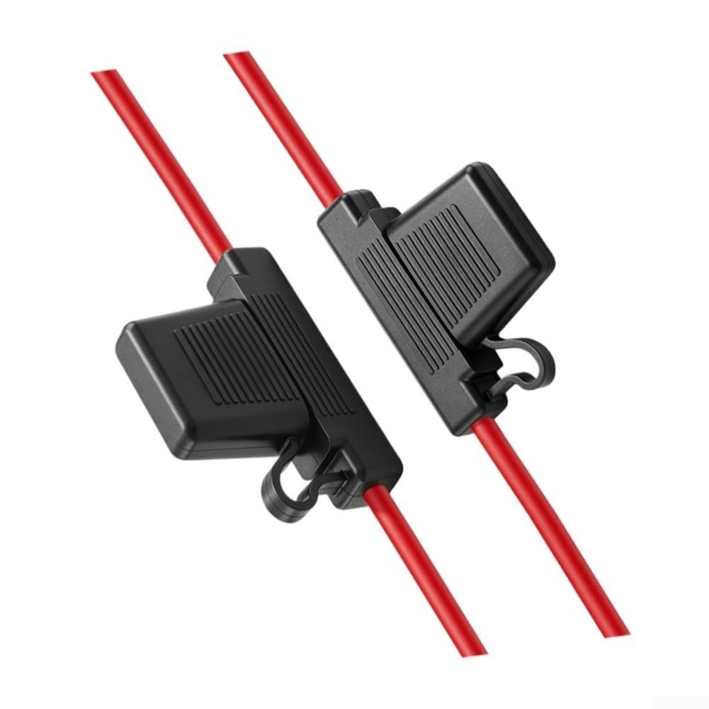 Kfz Sicherungshalter 8AWG Wasserdicht Inline Reiner Kupfer Sicherungshalter 12V Auto LKW Wasserdicht Flachsicherungshalter für Boot RV Inline Sicherungshalter 8AWG mit Kabel Schwarz Sicherungshalter