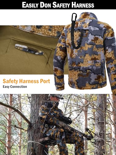 NEW VIEW Quiet Whitetail Deer Bow Hunting Clothes for Men, Cold Weather Wind Proof Camo Hunting Jacket and Pants with Fleece4
