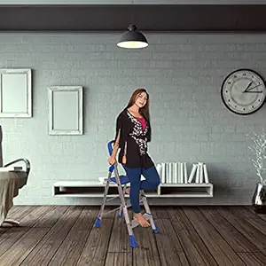 Parasnath Maple 3 Step Light Weight Aluminium Step Ladder 3.2 Ft Heavy Duty Folding Ladder Made in India