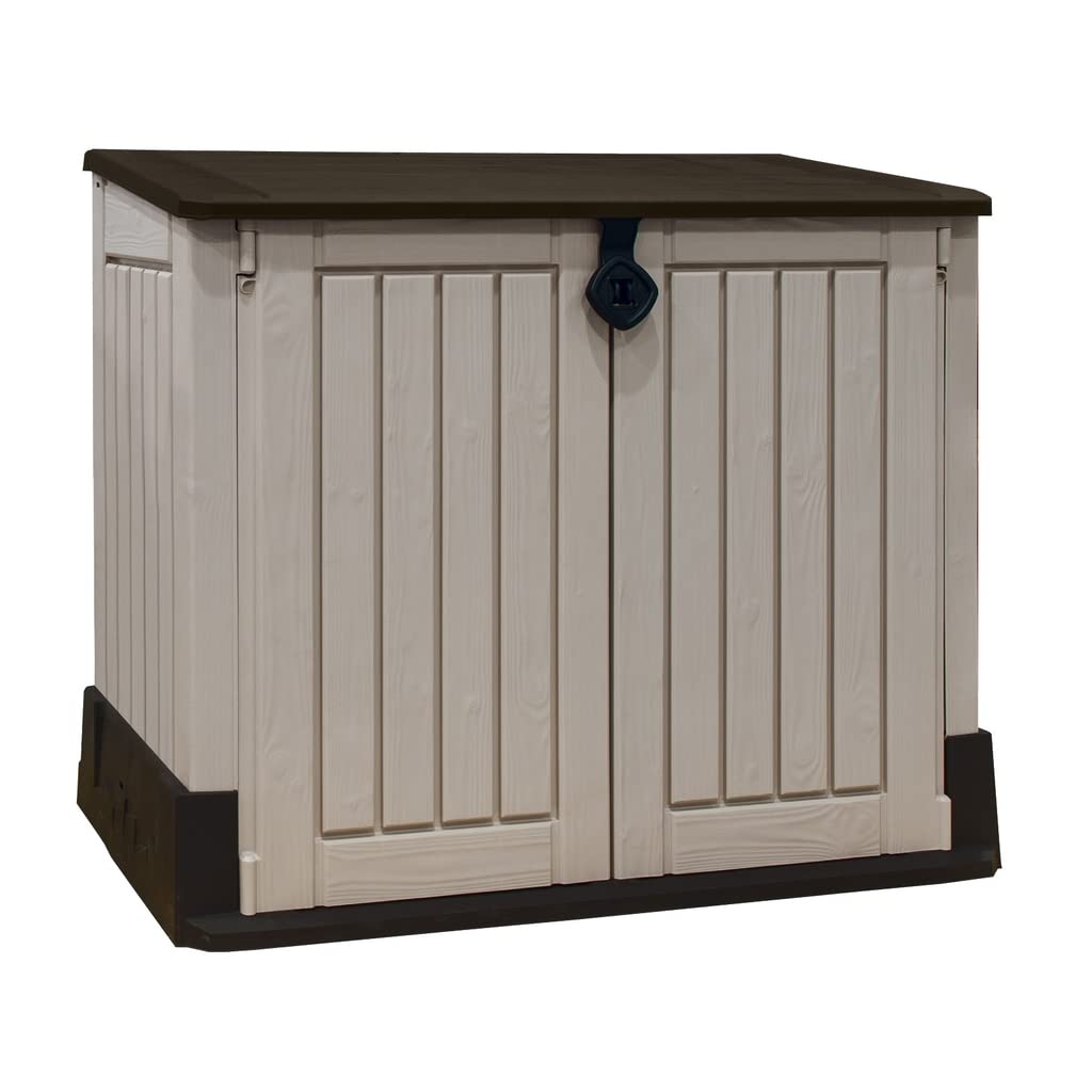 Keter Sio Midi -Cobertizo de jardín Exterior, Capacidad 880L, Color Topo/Beige, 132 x 71,5 x 113,5 cm