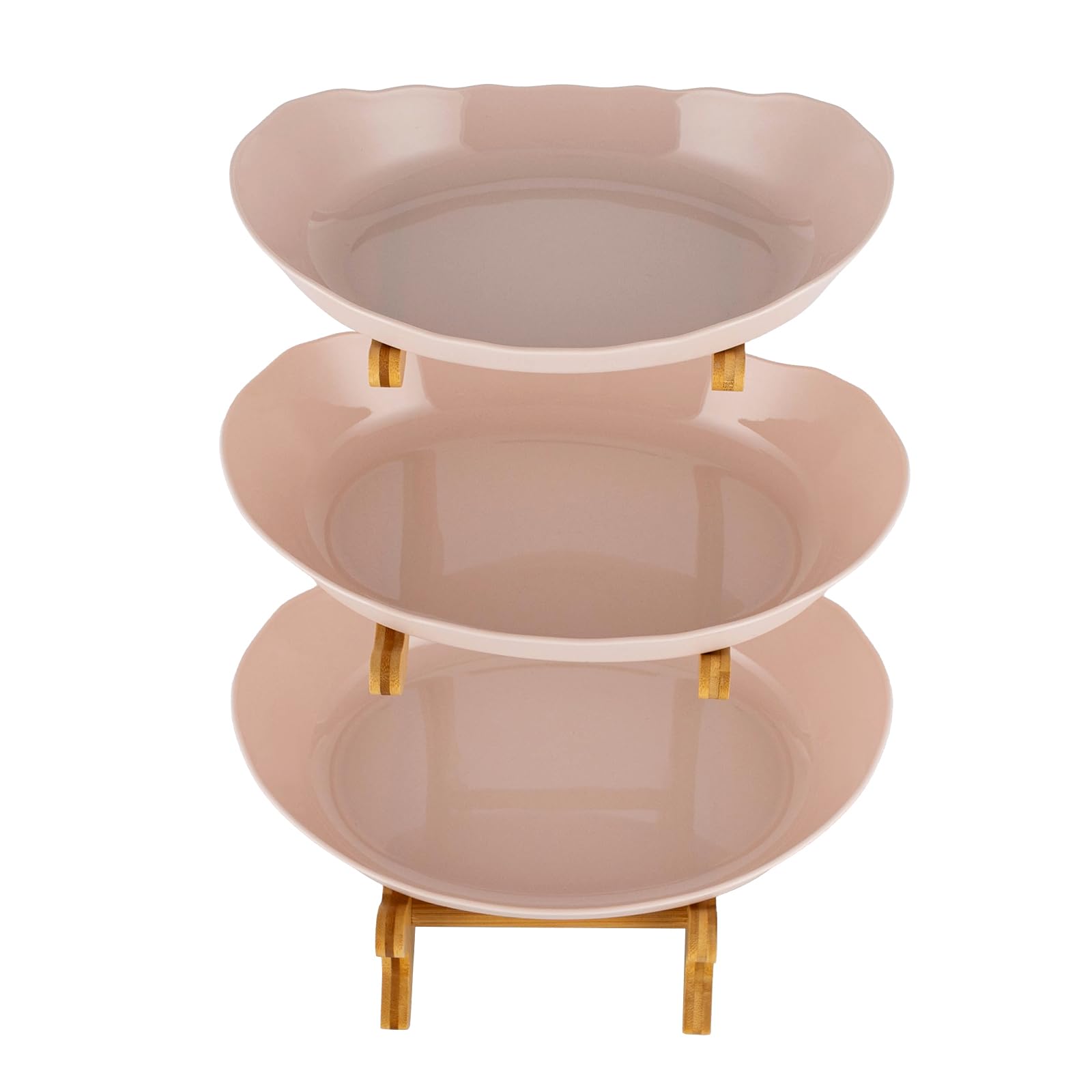 Xnqelerate 2-stöckiger Obstkorb Aus Keramik & Bambus - Abnehmbare Etagere Für Küche & Wohnzimmer