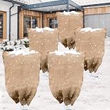 5-Pack Burlap Fabric Plant Bags - 32 X 40 Inch Winter Plant Cover Freeze Protection, Reusable Burlap Sacks Plant Frost Cloth for Outdoor Plants, Cold Weather Tree Wrap for Trees, Bushes & Garden