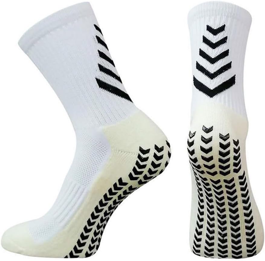 Meias de futebol antiderrapantes esportivas masculinas para treinamento de ioga hospitalar 1 par antiderrapante, Branco, One Size