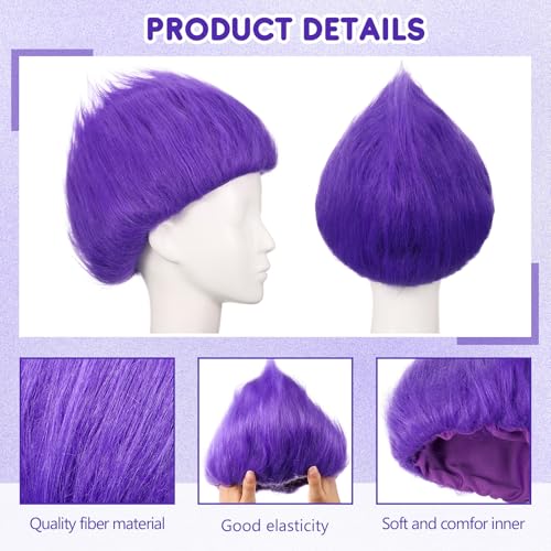 Image of Geyoga 1 Pcs Funny Wig Crazy Hair for Halloween Party,Purple | Funny Colorful Wig Adults Use, Unisex Funky Hairband, Halloween Mardi Gras Cosplay Costume Party Accessories