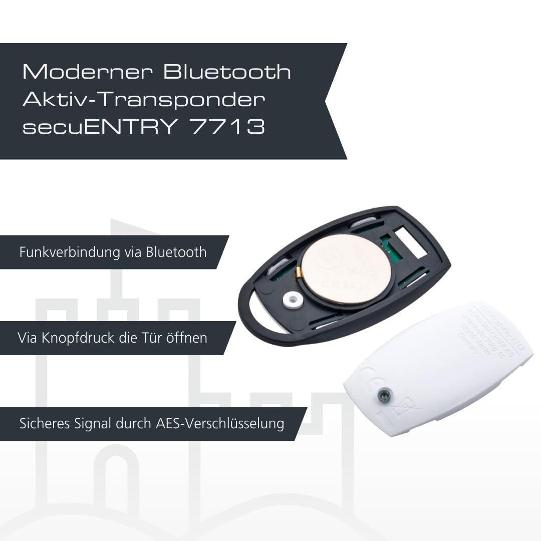 BURG-WÄCHTER Elektronischer Funkschlüssel für secuENTRY Home, Aktivtransponder für elektronische Türschlösser der secuENTRY Serie, ENTRY sE-Key 7713, Weiß/Schwarz