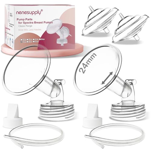 Image of Nenesupply 24mm Flange Pump Parts Compatible w Spectra S2 S1 Breast Pumps Replacement Kit for Spectra Pump Parts S2 Parts S2 Accessories Inc Flange Duckbill Valve Backflow Protector