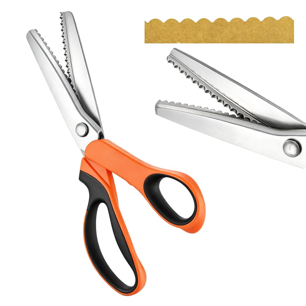 Pinking Shears for Fabric, 9.1" Stainless Steel Zig Zag Serrated Scissors