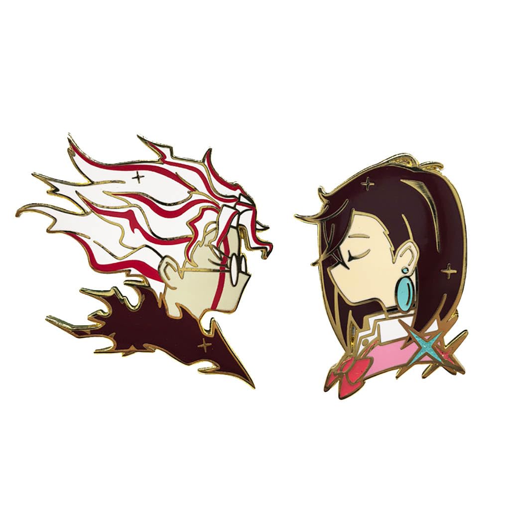 AyaseMomo＆TakakuraKen Figure Badge 2 Pieces, Anime Dandadans Brooch Metal Badge, Momo＆Ken Cosplay Accessories Bag Decor