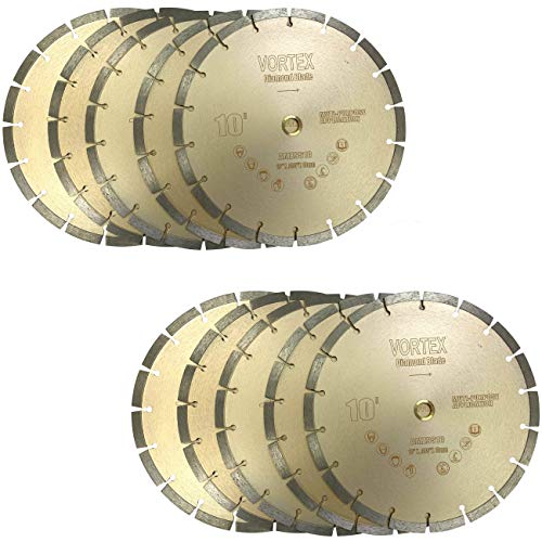 (10 Pack) VTXMax VSS 10 Inch Dry or Wet Cutting General Purpose Power Saw Segmented Diamond Blades for Concrete Stone Brick Masonry (10" (10 pcs))