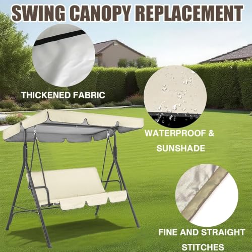 Techo Hollywoodschaukel impermeable y resistente al sol 420D Oxford de 3 plazas beige 7