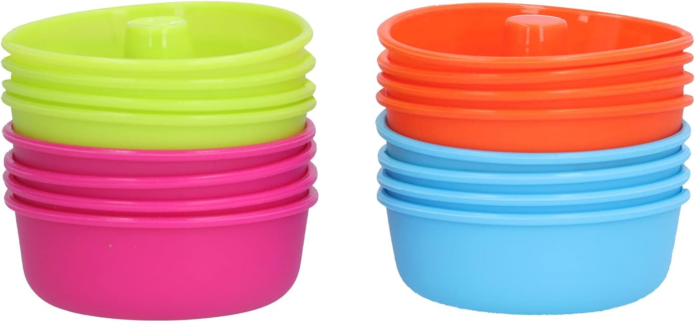 HERCHR 16 Pack Silicone Mold, Nonstick Donut Stackable Baking Cups Reusable Donut Mold Pan for Bagel, Muffin, Jello and Cake Baking Oven Microwave Dishwasher Safe