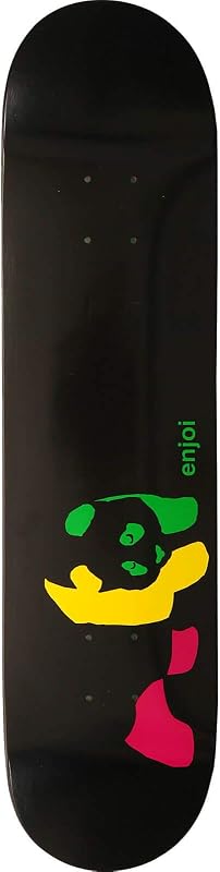 Enjoi Skateboards Rasta Panda Tabla de skate de resina, 7-8" x 31,6" con cinta de agarre negra perforada Mob Grip, paquete de 2 artículos