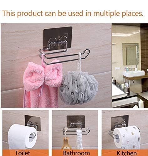 Image of HoMedics Self Adhesive No Drill Self Adhesive Toilet Paper Holder /Tissue Paper Roll Holder /Bathroom Rack for Kitchen /Towel Holder (4, Silver)