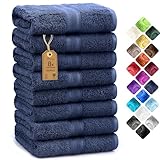 NatureMark 8er Pack Handtücher, 100% Baumwolle, 50 x 100 cm, Handtuch Set Navyblau
