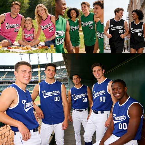 Custom Men Full Button Sleeveless Baseball Jersey Personalized Stitched Name Number for Women Youth miniatura 2