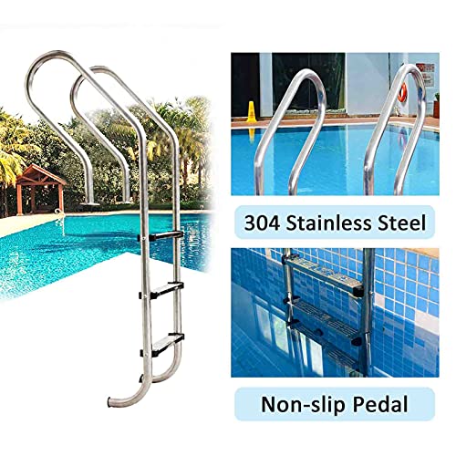 Escalera para piscina con pasamanos y 3 peldaños antideslizantes miniatura 3