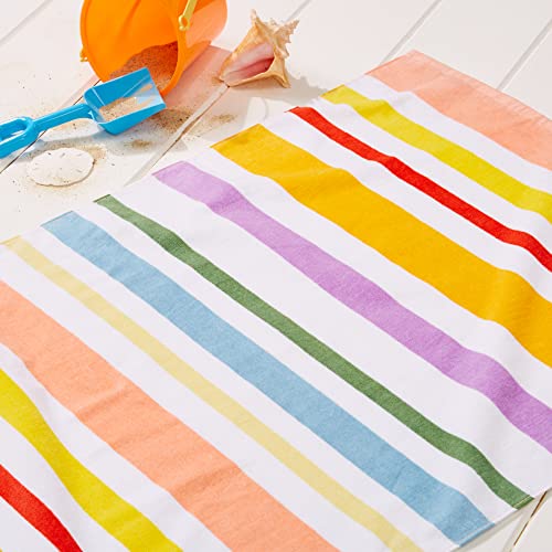 Sun Sprouts 100% Cotton Beach Towel Pattern For Kids & Toddler. Bath, Pool, Camping, Travel Towel For Boys & Girls. 30” X 60” Quick-Dry & Super Absorbent Beach Blanket (30"X60", Colorful Stripes) #TOP2