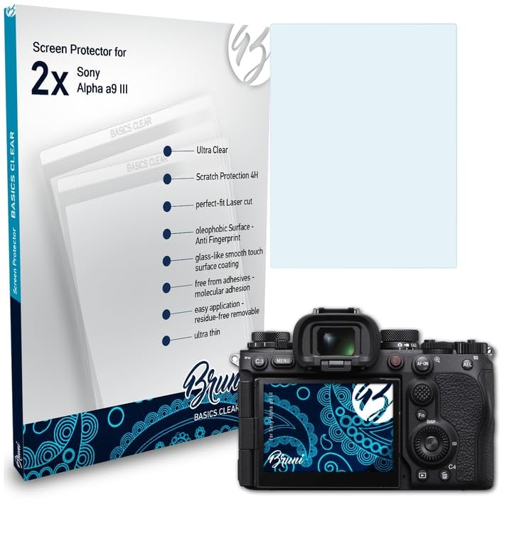 Bruni Screen Protector compatible with Sony Alpha a9 III Protector Film, crystal clear Protective Film (2X)