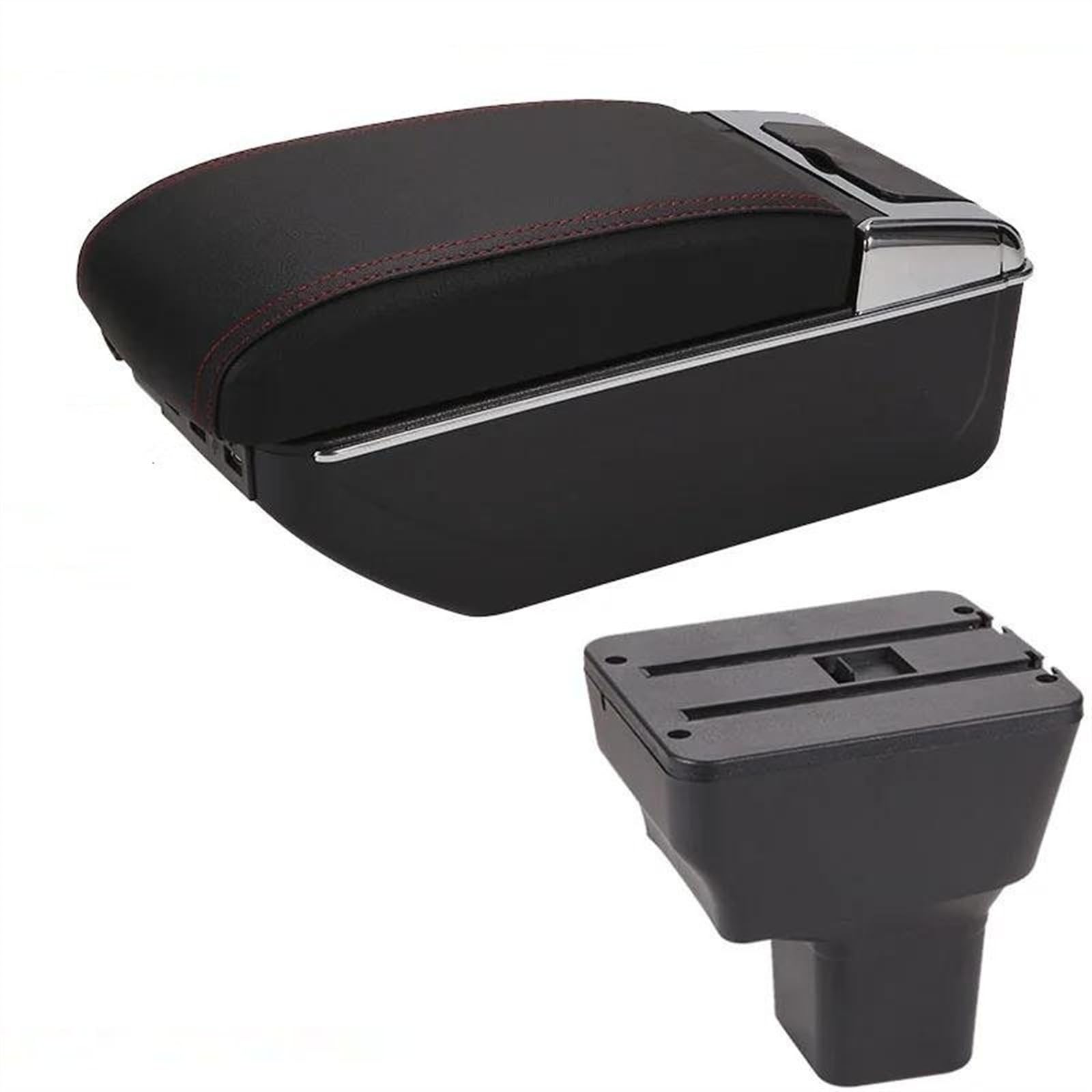 NMJLQW Storage Rack Car Center Console Storage Box Multifunctional Armrest Storage Box Interior Accessories For Kicks 2016-2021(A1 Black red 7USB)