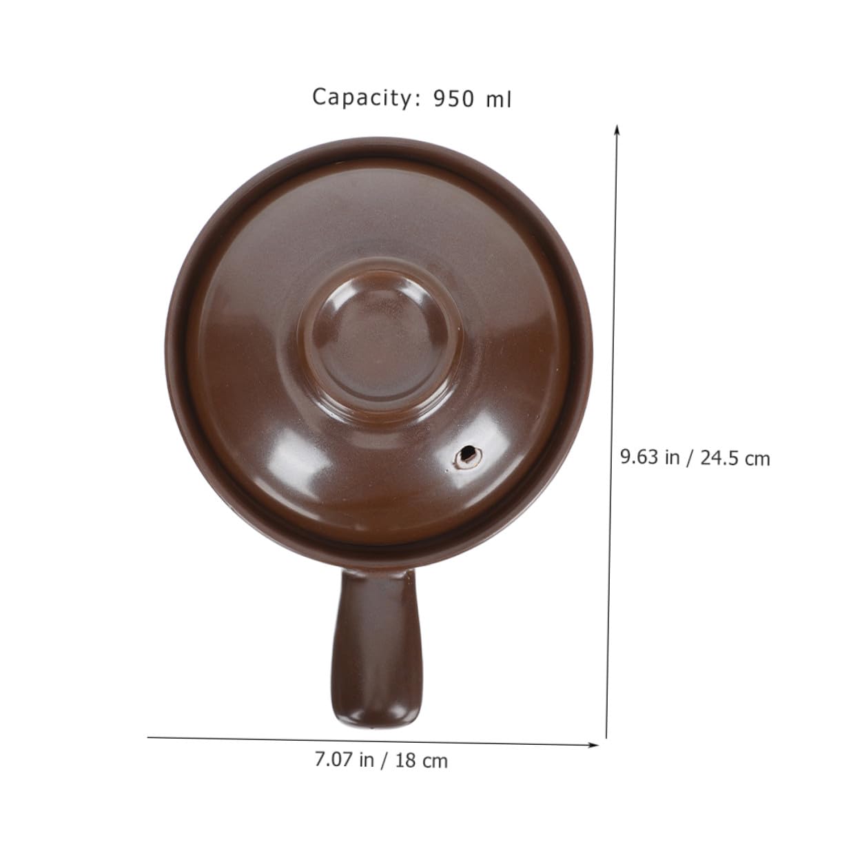 Cazuela de Barro Capacidad de 950ml para Cocinar Asa Lateral y Tapa Ventilación Resistente a Altas Temperaturas para Restaurante y Tienda de Comida