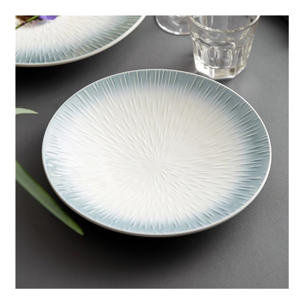 Ceramiczne talerze obiadowe, okrągłe, płaskie talerze na warzywa do użytku domowego, 25 cm, zachodnie talerze do serwowania żywności, zestaw 4 sztuk, trwała i stylowa zastawa stołowa